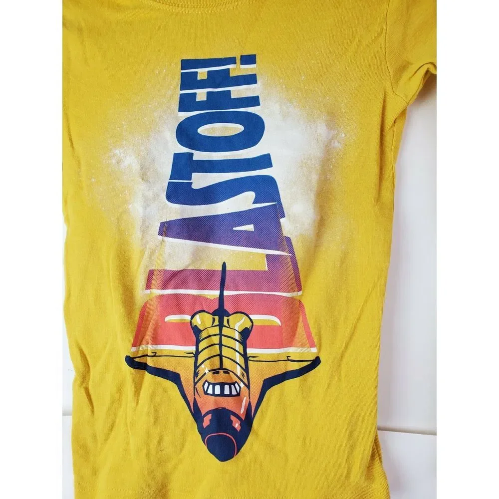 Carter's Boys Rocket Blast Off Long Sleeve Pajama Shirt‎ Size 8 Yellow